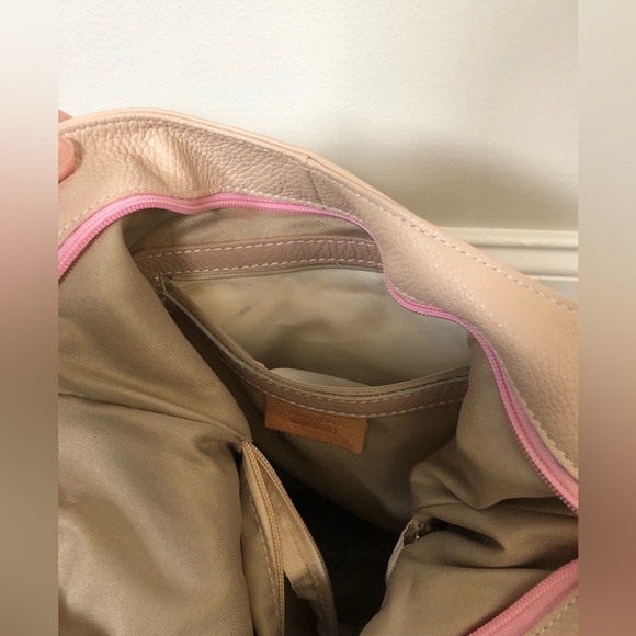 Vera Pelle Luisa Peachy Pink Genuine Italian Soft Leather Large Shoulder Bag - Picture 11 of 16